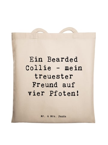 Mr. & Mrs. Panda Umhängetasche Spruch Bearded Collie Freund mit ... in Creme