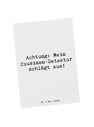 Mr. & Mrs. Panda Postkarte Cousinen-Detektor mit Spruch in Weiß