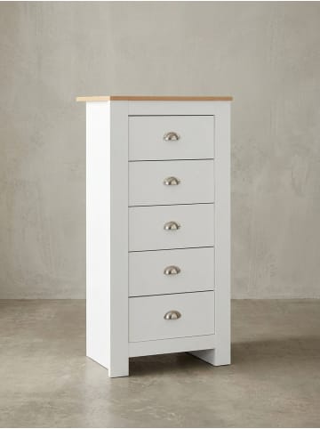 KADIMA DESIGN Sideboard | Weiß/Eiche, 53x114x39cm, 5 Schubladen