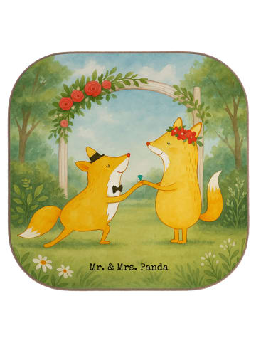 Mr. & Mrs. Panda Untersetzer für Gläser Füchse Hochzeit Design o... in Weiß