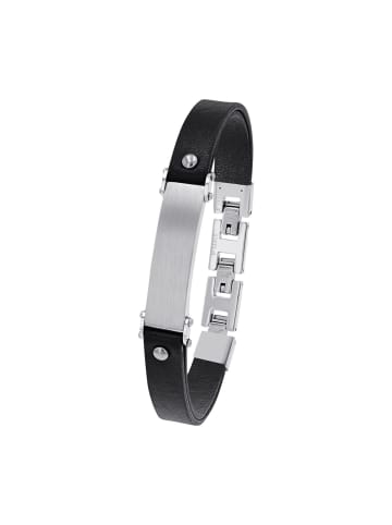 s.Oliver Identarmband Edelstahl, Leder in Silber