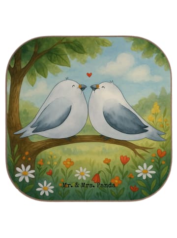 Mr. & Mrs. Panda Bierdeckel Turteltauben Liebe Design ohne Spruch in Weiß