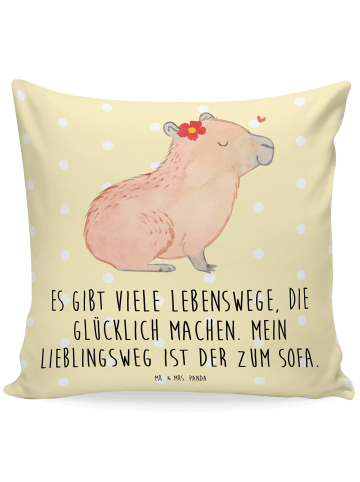 Mr. & Mrs. Panda 40x40 Kissen Capybara Blume mit Spruch in Gelb Pastell