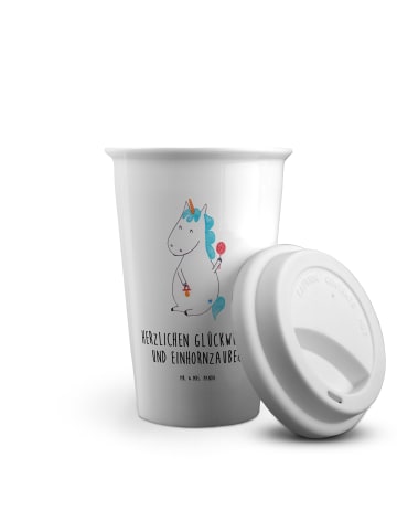 Mr. & Mrs. Panda Kaffeebecher Einhorn Baby mit Spruch in Weiß