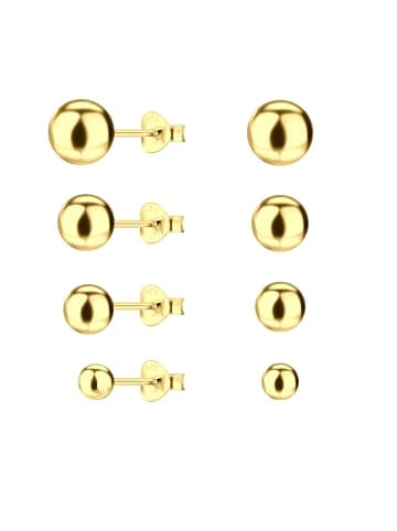 Alexander York Ohrringe, Ohrstecker-Set BALL in Gold aus 925 Sterling Silber, 4-tlg.