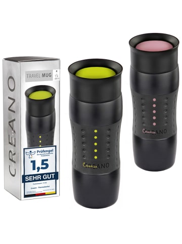 Creano 2x Creano Travel-Mug 400ml Rosa + Grün isolierend aus Edelstahl