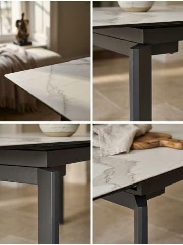 KADIMA DESIGN Esszimmertisch 180x95x77 cm Keramik Glas Esstisch Marmor-Optik, in Weiß