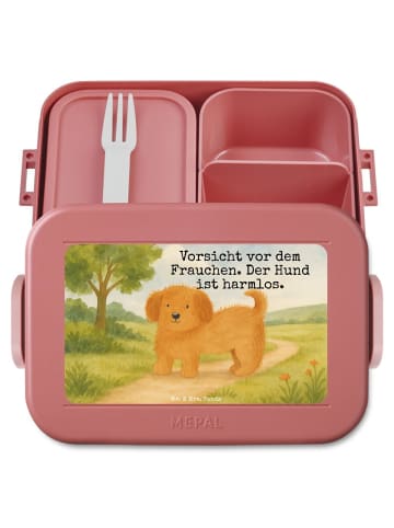 Mr. & Mrs. Panda Bentobox Hund Flauschig Design mit Spruch in Rot Pastell