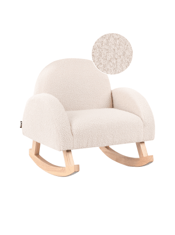 Beliani Kinderschaukelstuhl HUG in Beige/Heller Holzfarbton