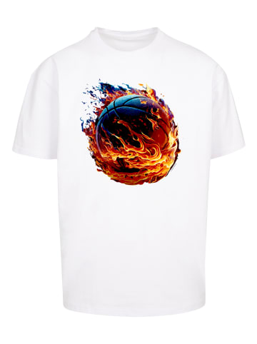 F4NT4STIC T-Shirt Basketball On Fire Sport OVERSIZE TEE in weiß