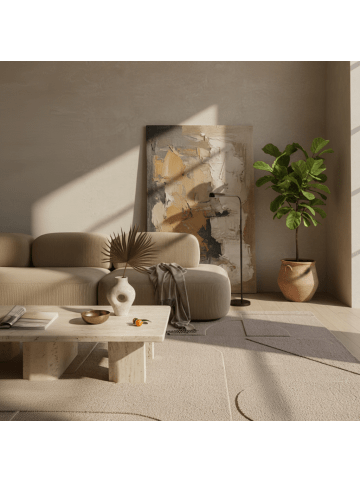 KADIMA DESIGN Teppich Kurzflor Skandinavisch Microfaser Innen in Beige