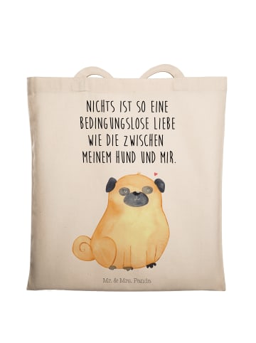 Mr. & Mrs. Panda Tote Bag Mops mit Spruch in Creme