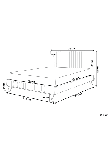 Beliani 2-tlg Doppelbett TALENCE in Grau/Braun