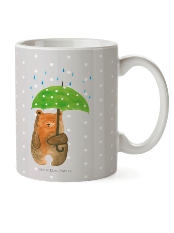 Mr. & Mrs. Panda Kindertasse Bär Regenschirm ohne Spruch in Grau Pastell
