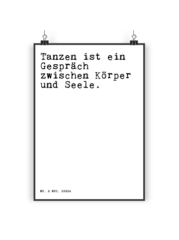 Mr. & Mrs. Panda Poster Tanzen ist ein Gespräch... mit Spruch in Weiß