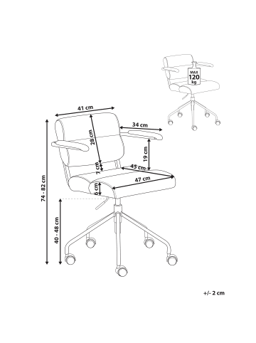 Beliani Bürostuhl CANDOR in Braun/Silber/Schwarz - (W) 47 x (H) 74 x (L) 45 cm