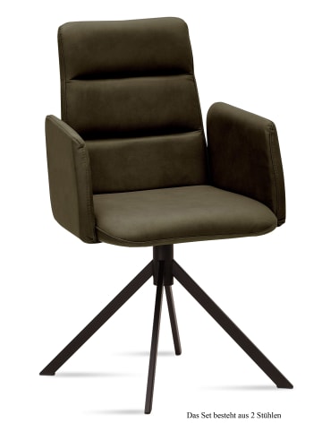 58 aufm Kessel ARMLEHNSTUHL (2er-Set) Duana 52x92x60 Schwarz/Khaki