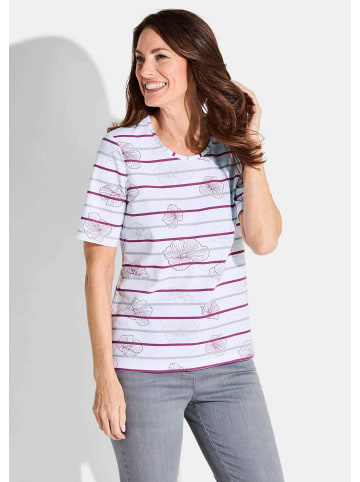 GOLDNER Shirt in weiß / beere / grau / gemustert