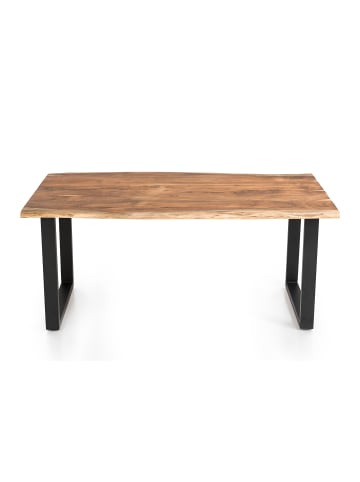 SalesFever Esstisch 160x85 cm Platte Massivholz Akazie Baumkante mit U-Gestell in Schwarz