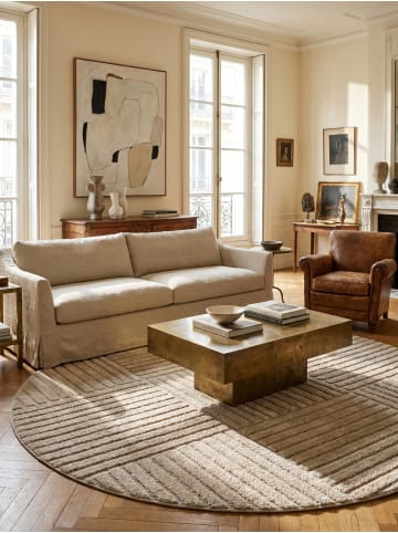 KADIMA DESIGN Hochflorteppich 3D Bögen Boho Waschbar Wohnzimmer in Beige