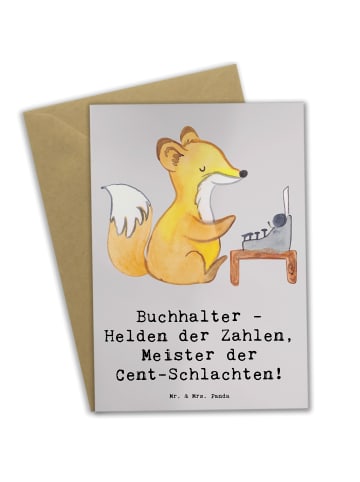 Mr. & Mrs. Panda Grußkarte Buchhalter Helden mit Spruch in Grau Pastell