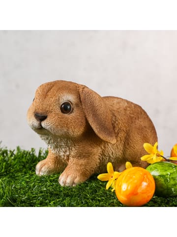 MARELIDA Hase Osterhase sitzend Dekofigur Polyresin H: 14,5cm in braun