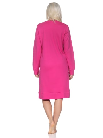 NORMANN Langarm Kuschel Interlock Nachthemd Langarm Herz Optik - 87692 in pink