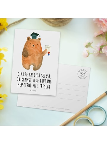 Mr. & Mrs. Panda Postkarte Prüfungen bestehen mit Spruch in Weiß