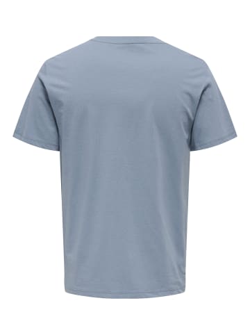 Only&Sons T-Shirt 2er-Set Rundhals Kurzarm in Weiß-Hellblau