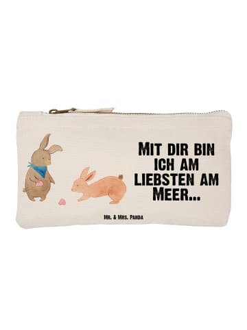Mr. & Mrs. Panda Kosmetikbeutel Hasen Muschel mit Spruch in Weiß