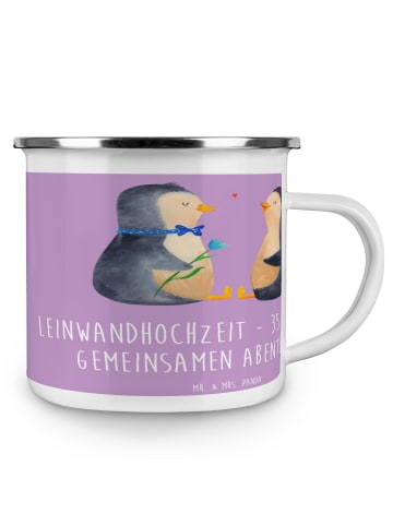 Mr. & Mrs. Panda Tasse 35. Hochzeitstag Leinwandhochzeit mit Spruch in Lavendeltraum