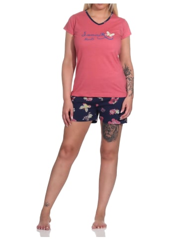 NORMANN kurzarm Shorty Schlafanzug Schmetterling - 79048 in rot