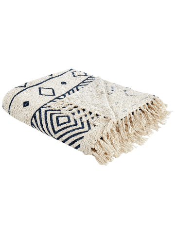 Beliani Kuscheldecke NAJUY in Beige/Blau - (W) 220 x (H) 0.5 x (L) 240 cm