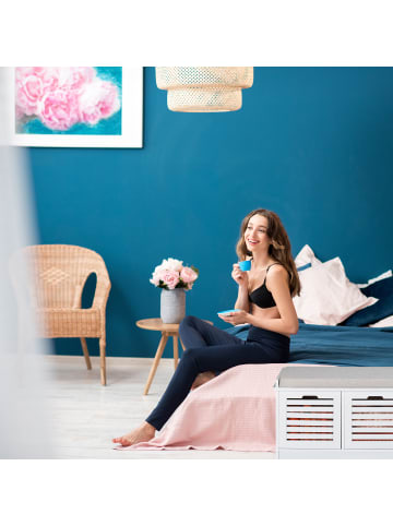 relaxdays Sitzbank in Weiß - (B)105 x (H)44 x (T)35 cm