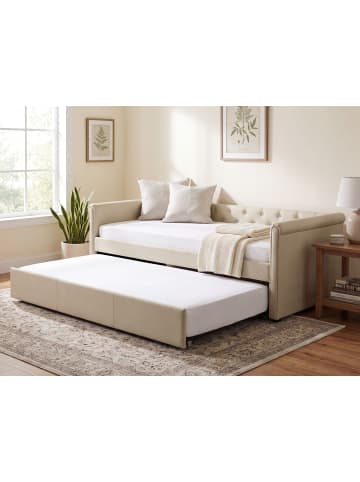 Beliani 3-tlg Tagesbett LIBOURNE in Beige