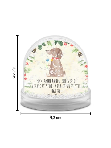 Mr. & Mrs. Panda Schneekugel Hund Blume mit Spruch in Naturpapier