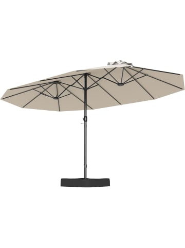 COSTWAY Doppelsonnenschirm mit Ständer 443 x 263 cm in Beige