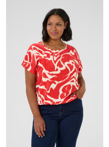 KAFFE curve Bluse kurzarm KCmaren Regular fit in True Red/Nature Graphic