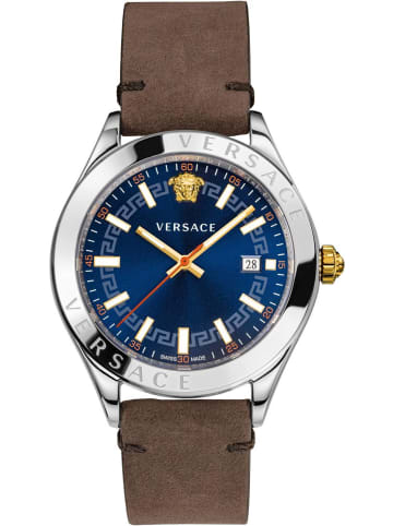 Versace Schweizer Uhr Hellenyium Silberfarben in blau