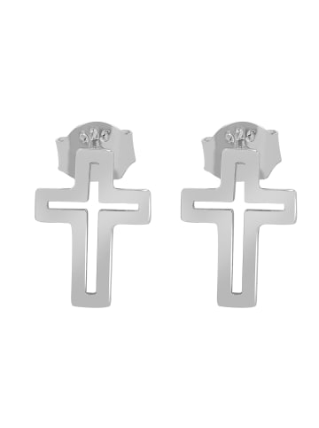 Adeliás Damen Ohrringe – Ohrstecker Kreuz aus 925 Silber in silber