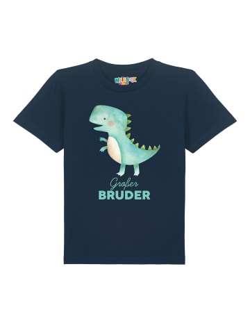 wat? Apparel T-Shirt Dinosaurier 03 Großer Bruder in Dunkelblau