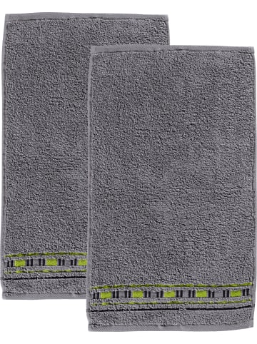 Erwin Müller Frottier Gästetuch 2er-Pack Achern in grau/grün