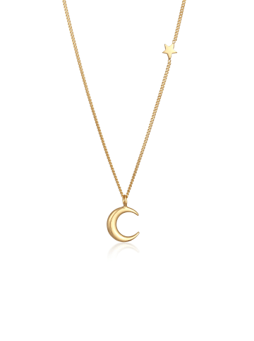 Elli Halskette 925 Sterling Silber Halbmond, Sterne, Stern in Gold