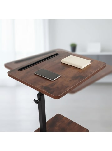 relaxdays Beistelltisch "Industrial" in Braun/ Schwarz - 48–84 cm