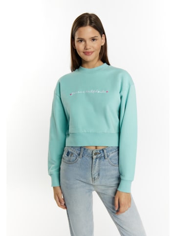 myMo Damen Sweatshirt Cropped in Aqua