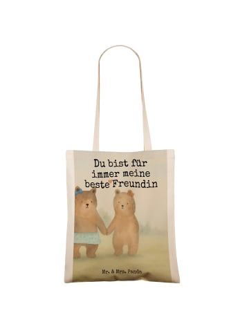 Mr. & Mrs. Panda Baumwollbeutel Bär Freundin Design mit Spruch in Weiß
