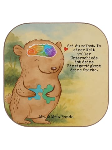 Mr. & Mrs. Panda Bierdeckel Bär Autismus Design mit Spruch in Weiß