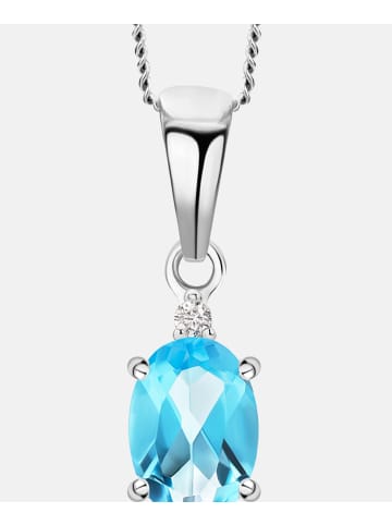 Diamant L'éternel Halskette mit Anhänger 585 Weißgold 0.91 Karat Diamant mit Topas
