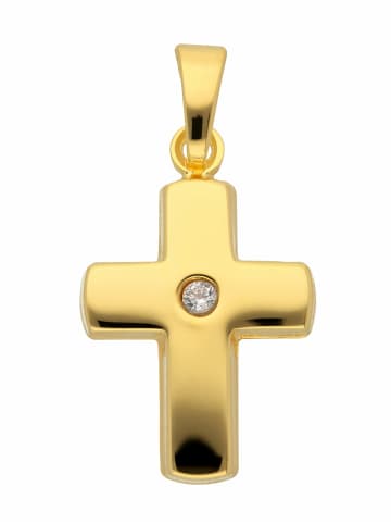 Adeliás 333 Gold Kreuz Anhänger mit Zirkonia in gold