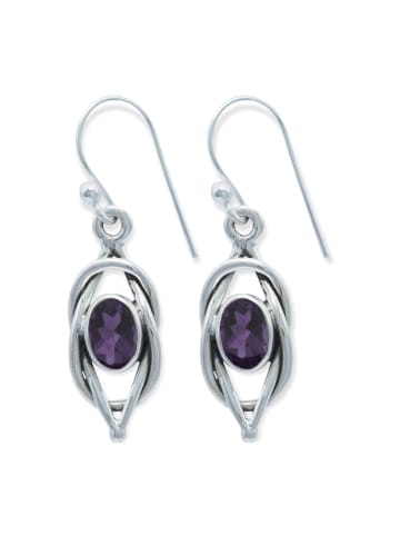 mantraroma 925er Silber - Ohrringe (L) 9 x (B) 33 mm mit Amethyst facettiert